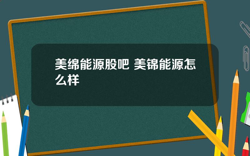 美绵能源股吧 美锦能源怎么样